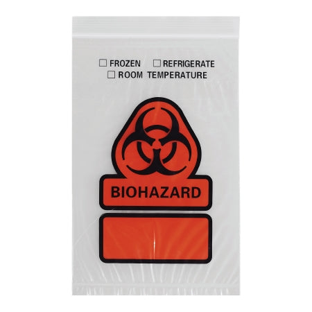 RD Plastics Company Specimen Transport Bag with Document Pouch 6 X 9 Inch Zip Closure Biohazard Symbol / Storage Instructions NonSterile - Case of 1000 - B37-CS