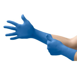 Microflex Medical Exam Glove MegaPro® Large NonSterile Latex Extended Cuff Length Fully Textured Blue Not Rated - Box of 50 - L853-BX