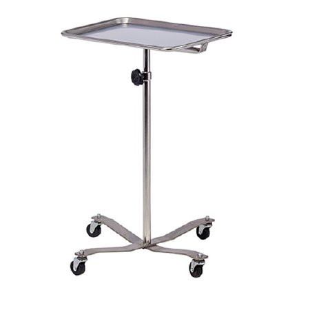 Clinton Industries Mobile Instrument Stand Tray Stainless Steel Base, Four Leg Mobile Base, Heavy-duty Stable Design 33 to 49 Inch 23 Inch - Each - MS-29-EA
