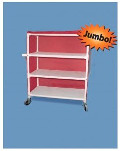 Duralife Linen Cart with Cover 3 Shelves PVC 4 Inch Casters - Each - 424-3-EA