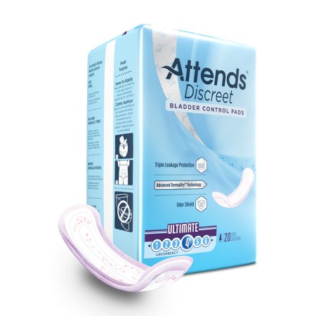 Attends Healthcare Products Bladder Control Pad Attends® Discreet 15 Inch Length Moderate Absorbency Polymer Core One Size Fits Most - Bag of 20 - ADPULT-BG