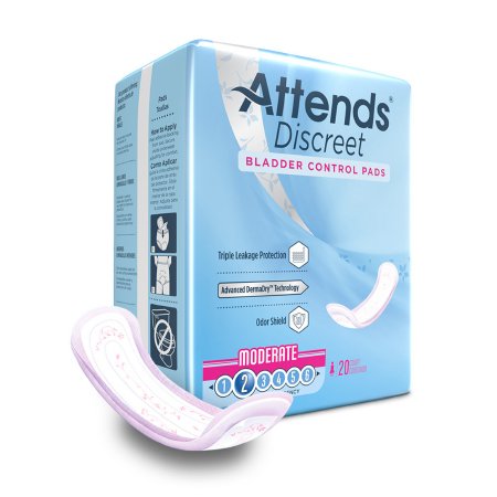 Attends Healthcare Products Bladder Control Pad Attends® Discreet 10-1/2 Inch Length Moderate Absorbency Polymer Core One Size Fits Most - Case of 200 - ADPMOD-CS