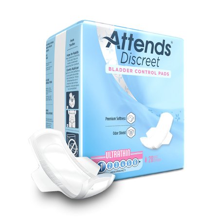 Attends Healthcare Products Bladder Control Pad Attends® Discreet Ultra Thin 9 Inch Length Light Absorbency Polymer Core One Size Fits Most - Case of 480 - ADPTHIN-CS