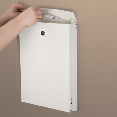 Health Care Logistics Slim Wall Drop Box Wall Mount 16 Gauge Steel Two Keys Cam Lock - Each - 17683-EA