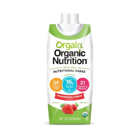 Orgain Inc Oral Supplement Orgain® Organic Nutritional Shake Strawberries and Cream Flavor Liquid 11 oz. Carton - Pack of 4 - 851770003087-PK