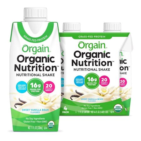 Orgain Inc Oral Supplement Orgain® Organic Nutritional Shake Sweet Vanilla Bean Flavor Liquid 11 oz. Carton - Pack of 4 - 860547000006-PK