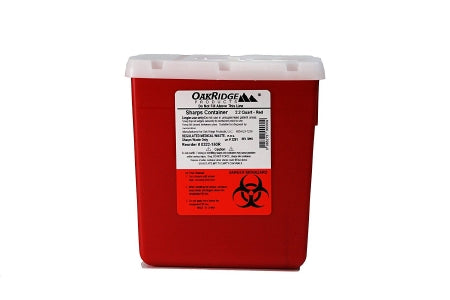 OakRidge Products Sharps Container OakRidge™ Translucent Red Base 6-1/3 L X 4-2/3 W X 6-1/3 H Inch Vertical Entry 0.55 Gallon - Case of 60 - 0322-150R-CS