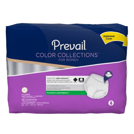 First Quality Female Adult Absorbent Underwear Prevail® Color Collections for Women Pull On with Tear Away Seams X-Large Disposable Moderate Absorbency - Case of 64 - PWV-514-CS