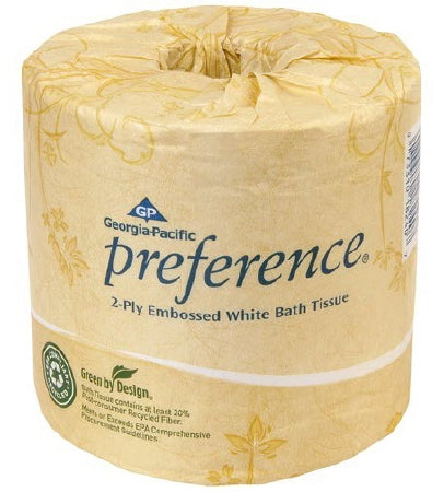Georgia Pacific Toilet Tissue preference® White 2-Ply Standard Size Cored Roll 550 Sheets 4 X 4-1/20 Inch - Case of 22000 - 18240/01-CS