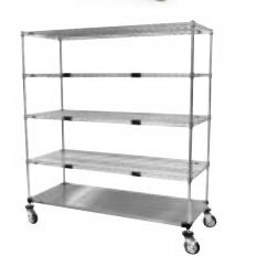 Intermetro Industries Linen Cart 4 Shelves Stainless Steel 5 Inch Donut Stem Casters - Each - ECM56XA-EA