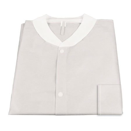 Dynarex Lab Coat Dynarex® White Large Knee Length Limited Reuse - Case of 30 - 2064-CS