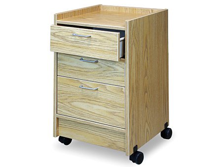 Hausmann Industries Mobile Cabinet 18-1/2 X 18-1/2 X 30 Inch Natural Oak / Wild Cherry / Folkstone Gray or Fusion Maple (GreenLine) 5-1/2 Inch Drawers, 8-1/2 Inch Deep Drawer, 3 mm Cabinets Edging - Each - 9038-20-L03-EA