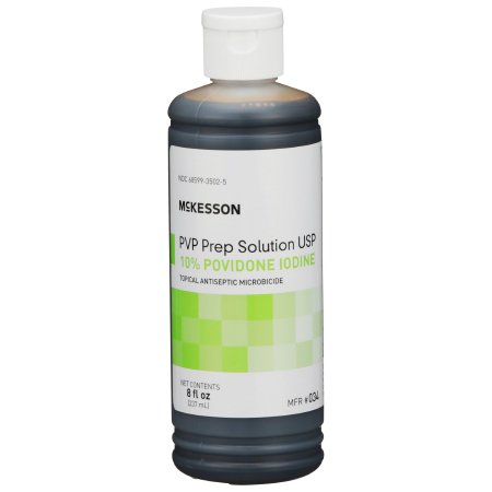 McKesson Skin Prep Solution McKesson 8 oz. Flip-Top Bottle 10% Strength Povidone-Iodine NonSterile - Case of 24 - 034-CS