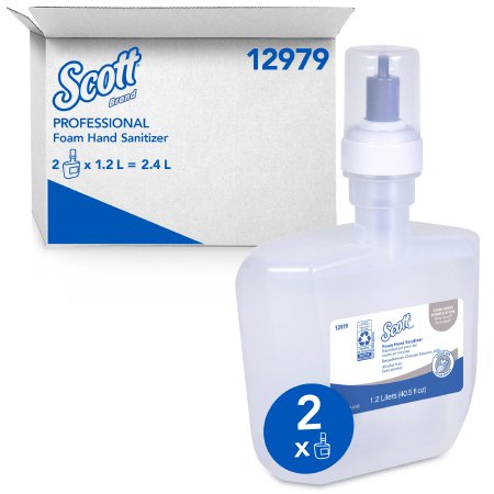 Kimberly Clark Alcohol-Free Hand Sanitizer Scott® Essential 1,200 mL BZK (Benzalkonium Chloride) Foaming Dispenser Refill Bottle - Case of 2 - 12979-CS