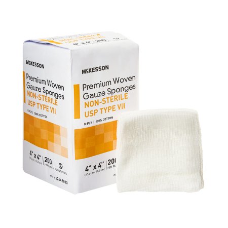McKesson Gauze Sponge McKesson 4 X 4 Inch 200 per Pack NonSterile 8-Ply Square - Case of 4000 - 42448000-CS