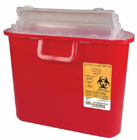 Medegen Medical Products LLC Sharps Container Sharps-Tainer® Red Base 10-1/2 X 3-1/2 X 10-1/2 Inch Horizontal Entry 1.35 Gallon - Case of 12 - 8708-CS
