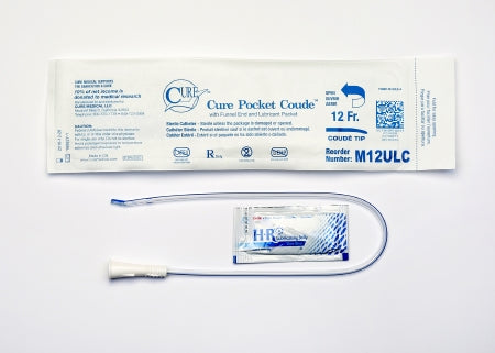 Cure Medical Urethral Catheter Cure Pocket Cath® Coude Tip Uncoated PVC 12 Fr. 16 Inch - Case of 300 - M12ULC-CS