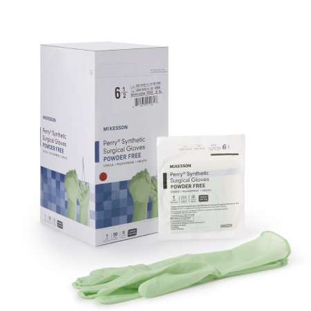 McKesson Surgical Glove McKesson Perry® Performance Plus Size 6.5 Sterile Polyisoprene Standard Cuff Length Smooth Green Chemo Tested - Box of 50 - 20-2065N-BX
