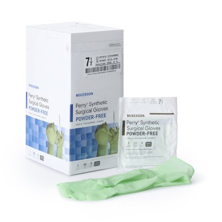 McKesson Surgical Glove McKesson Perry® Performance Plus Size 7.5 Sterile Polyisoprene Standard Cuff Length Smooth Green Chemo Tested - Case of 200 - 20-2075N-CS