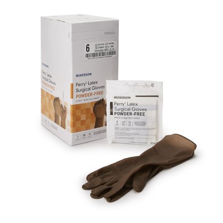McKesson Surgical Glove McKesson Perry® Size 6 Sterile Latex Standard Cuff Length Smooth Brown Not Chemo Approved - Box of 50 - 20-1360N-BX