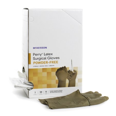 McKesson Surgical Glove McKesson Perry® Size 9 Sterile Latex Standard Cuff Length Smooth Brown Not Chemo Approved - Case of 200 - 20-1390N-CS