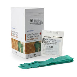 McKesson Surgical Glove McKesson Perry® Performance Plus Size 6.5 Sterile Polychloroprene Standard Cuff Length Smooth Dark Green Chemo Tested - Case of 200 - 20-2565N-CS