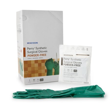 McKesson Surgical Glove McKesson Perry® Performance Plus Size 8 Sterile Polychloroprene Standard Cuff Length Smooth Dark Green Chemo Tested - Case of 200 - 20-2580N-CS