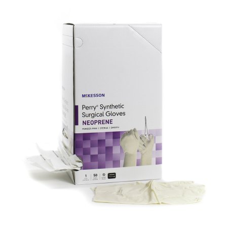 McKesson Surgical Glove McKesson Perry® Synthetic Surgical Gloves Size 6 Sterile Polychloroprene Standard Cuff Length Smooth Cream Chemo Tested - Case of 200 - 20-2660N-CS