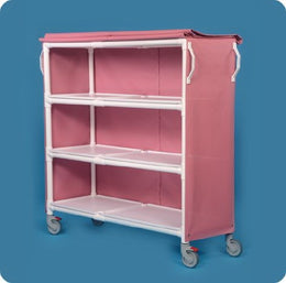 IPU Linen Cart with Cover 3 Shelves PVC 5 Heavy Duty Casters, 2 Locking - Each - LC60-3-EA
