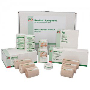 Lohmann & Rauscher 4 Layer Compression Bandage System Rosidal® Lymphset Multiple Sizes Deluxe Double Arm Pull On / Tape Closure Tan / White NonSterile Standard Compression - Box of 1 - 136672-BX