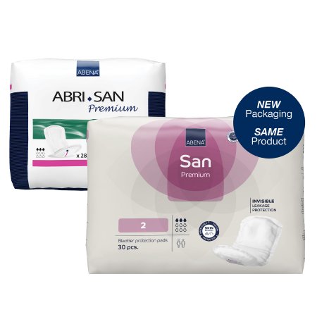Abena North America Bladder Control Pad Abri-San™ Premium 10 Inch Length Light Absorbency Fluff / Polymer Core Level 2 - Pack of 28 - 9260-PK