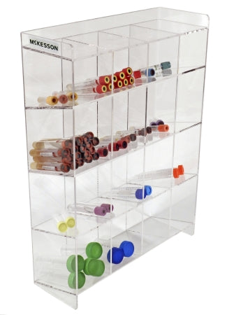 McKesson Tiered 4-Tier Tube Organizer McKesson 16 Place Accommodates Multiple Size Tubes Clear 15.5 X 5.5 X 20.75 Inch - Each - 3118XL-EA