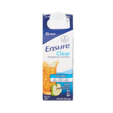 Abbott Nutrition Oral Supplement Ensure® Clear Therapeutic Nutrition Apple Flavor Liquid 8 oz. Reclosable Carton - Case of 24 - 64903-CS