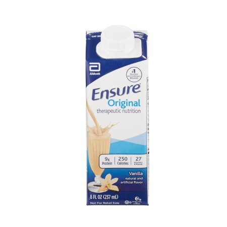 Abbott Nutrition Oral Supplement Ensure® Original Therapeutic Nutrition Shake Vanilla Flavor Liquid 8 oz. Reclosable Carton - Each - 64931-EA