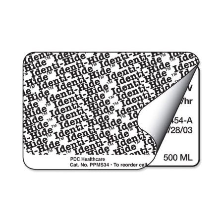 PDC Healthcare Pre-Printed Label Identi-Hide™ Chart Tab White Paper Hide Identi-Hide Black Protection Label 2 X 3 Inch - Roll of 1 - PPMS34-RL