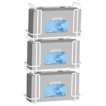 R & B Wire Products Glove Box Holder Horizontal Mounted 3-Box Capacity White 4-1/4 X 10-1/2 X 20-1/4 Inch Powder-Coated Steel - Pack of 4 - 553B-PK