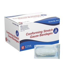 Dynarex Conforming Bandage Dynarex® 3 Inch X 4-1/10 Yard 1 per Pouch Sterile 1-Ply Roll Shape - Each - 3113-EA