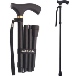 Mabis Healthcare Folding Cane Switch Sticks® Aluminum 32 to 37 Inch Height Black - Each - 502-2000-0000-EA