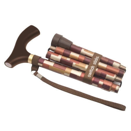 Mabis Healthcare Folding Cane Switch Sticks® Aluminum 32 to 37 Inch Height Maple - Each - 502-2000-5110-EA