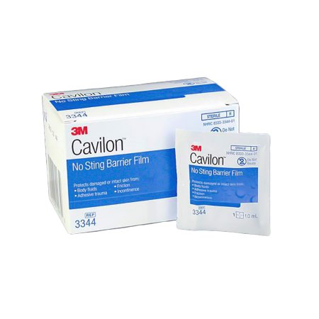 3M Skin Barrier Wipe 3M™ Cavilon™ No Sting 35 to 65% Strength Hexamethyldisiloxane / Isooctane / Acrylate Terpolymer / Polyphenylmethylsiloxane Individual Packet Sterile - Case of 120 - 3344-CS