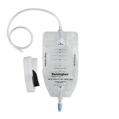 Remington Medical Nephrostomy Drainage Bag 24 Inch Tubing 600 mL Sterile Anti-Reflux Barrier - Box of 20 - 600-D-BX