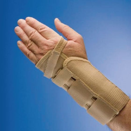 Patterson Medical Supply Wrist Brace Rolyan® AlignRite™ Enlarged Cotton / Metal / Rubber Left Hand Beige Short - Each - 56080201-EA