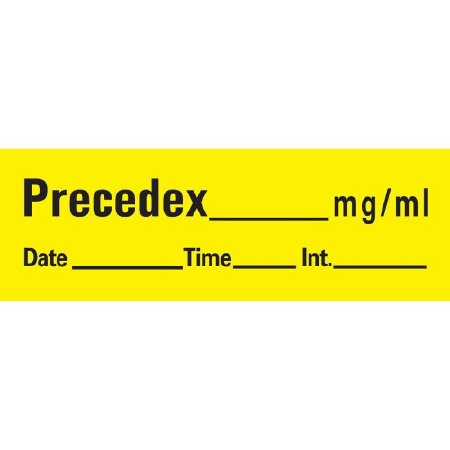Precision Dynamics Drug Label UAL™ Anesthesia Label Tape Precedex _mg/mL Date_Time_Int Yellow 1/2 X 1-1/2 Inch - Roll of 1 - AN-24-RL