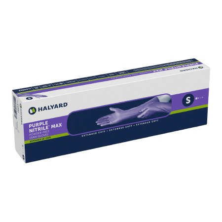 O&M Halyard Inc Exam Glove Purple Nitrile Max™ Small NonSterile Nitrile Extended Cuff Length Fully Textured Purple Not Rated - Case of 400 - 44992-CS