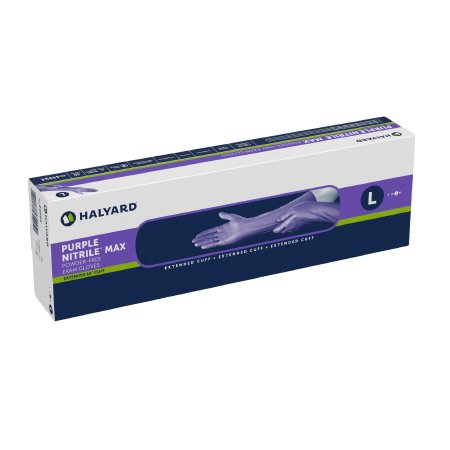 O&M Halyard Inc Exam Glove Purple Nitrile Max™ Large NonSterile Nitrile Extended Cuff Length Fully Textured Purple Not Rated - Case of 400 - 44994-CS