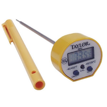 Grainger Long-Stem Thermometer Taylor® Fahrenheit / Celsius -40° to +450°F (-40° to +230°C) Stainless Steel Probe Insertable Battery Operated - Each - 3NZT1-EA