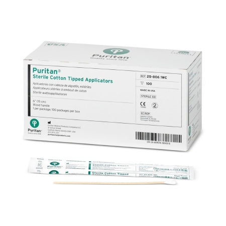 VWR International Swabstick Puritan® Cotton Tip Wood Shaft 6 Inch Sterile 1 per Pack - Pack of 1 - 10805-154-PK