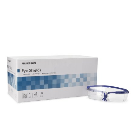 McKesson Protective Glasses McKesson Brand Side Shield Clear Tint Blue / Clear Frame Over Ear One Size Fits Most - Each - 16-2291-EA