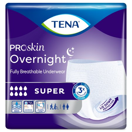 Essity HMS North America Inc Unisex Adult Absorbent Underwear TENA ProSkin Overnight™ Super Protective Pull On with Tear Away Seams Large Disposable Heavy Absorbency - Bag of 14 - 72325-BG