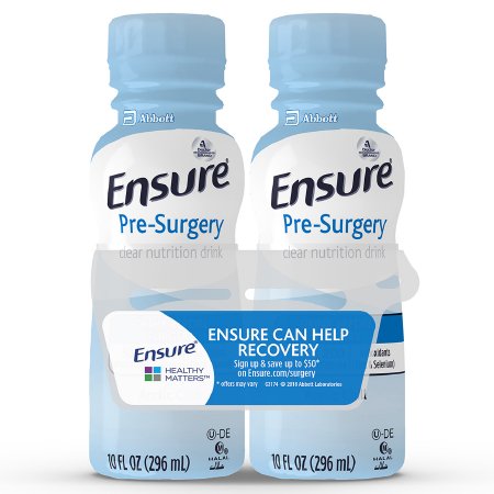 Abbott Nutrition Oral Supplement Ensure® Pre-Surgery Clear Carbohydrate Drink Strawberry Flavor Liquid 10 oz. Bottle - Case of 16 - 66437-CS